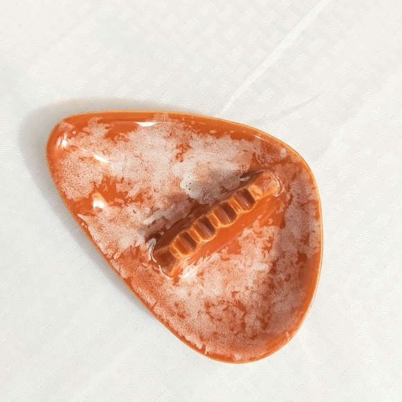 Retro Ashtray Burnt Orange Ceramic USA - Picture 5 of 8